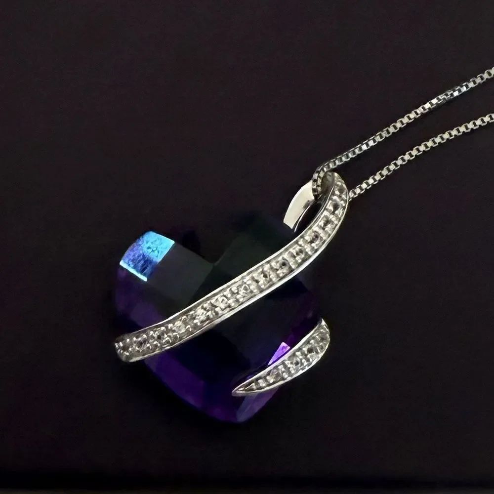 Purple amethyst and silver necklace